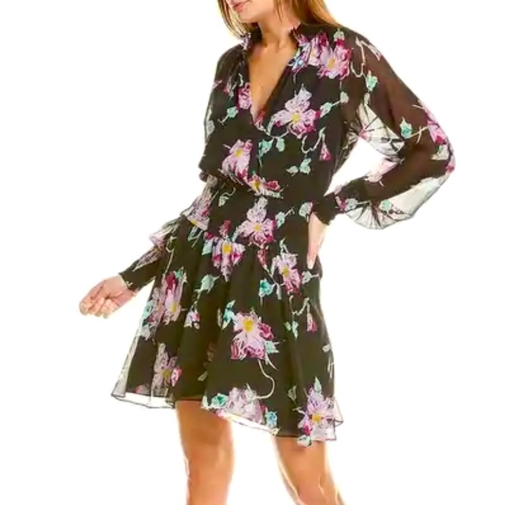 A.L.C Hollis silk floral long sleeve dress